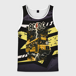 Майка-безрукавка мужская ACDC в автобусе, цвет: 3D-белый