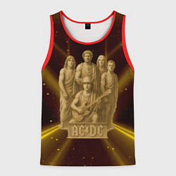 Майка-безрукавка мужская ACDC стиль памятника, цвет: 3D-красный