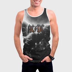 Майка-безрукавка мужская ACDC металлический лого черно-белая текстура, цвет: 3D-белый — фото 2