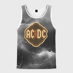 Майка-безрукавка мужская ACDC ретро логотип, цвет: 3D-белый