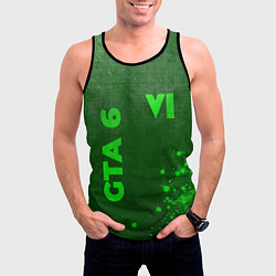 Майка-безрукавка мужская GTA 6 - green gradient вертикально, цвет: 3D-черный — фото 2