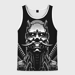 Майка-безрукавка мужская Киборг ниндзя в маске демона, цвет: 3D-белый
