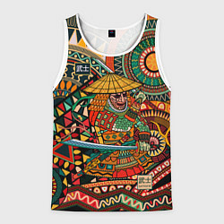 Майка-безрукавка мужская Цветной самурай, цвет: 3D-белый