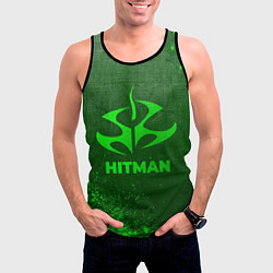 Майка-безрукавка мужская Hitman - green gradient, цвет: 3D-черный — фото 2