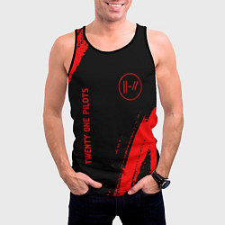 Майка-безрукавка мужская Twenty One Pilots - red gradient вертикально, цвет: 3D-черный — фото 2
