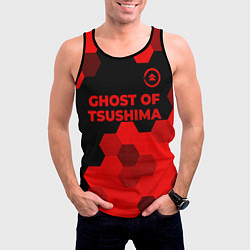 Майка-безрукавка мужская Ghost of Tsushima - red gradient посередине, цвет: 3D-черный — фото 2