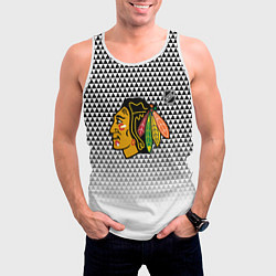 Майка-безрукавка мужская Чикаго Блэкхокс - геометрический паттерн с градиен, цвет: 3D-белый — фото 2