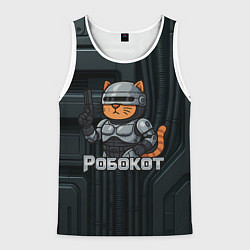Майка-безрукавка мужская Робокот - робот полицейский, цвет: 3D-белый