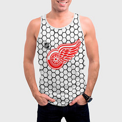 Майка-безрукавка мужская Детройт Ред Уингз - белые соты, цвет: 3D-белый — фото 2