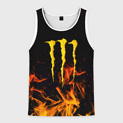 Майка-безрукавка мужская Monster energy orange fire, цвет: 3D-белый