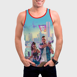 Майка-безрукавка мужская Лусия Каминос и Джейсон Дюваль из Gta 6, цвет: 3D-красный — фото 2