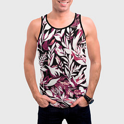 Майка-безрукавка мужская Чёрно-розовый стилизованный цветочный, цвет: 3D-черный — фото 2