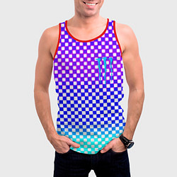 Майка-безрукавка мужская Monster шахматная клетка градиент, цвет: 3D-красный — фото 2