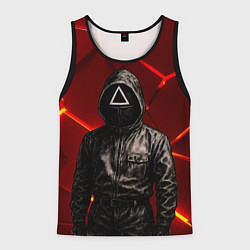 Майка-безрукавка мужская Игра в кальмара - страж в черном, цвет: 3D-черный