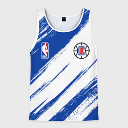 Майка-безрукавка мужская Клипперс - синяя краска, цвет: 3D-белый