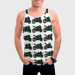 Майка-безрукавка мужская Motorbike dark green, цвет: 3D-белый — фото 2