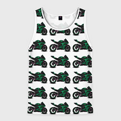 Майка-безрукавка мужская Motorbike dark green, цвет: 3D-белый