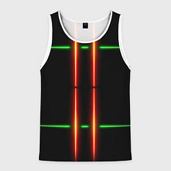 Мужская майка без рукавов Neon green black red line