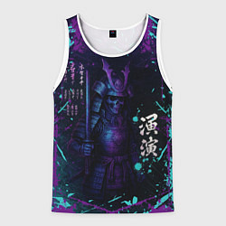 Майка-безрукавка мужская Призрачный самурай - неоновый арт, цвет: 3D-белый