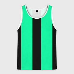 Майка-безрукавка мужская Color turquoise black line, цвет: 3D-белый
