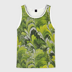 Мужская майка без рукавов Мраморный абстрактный паттерн - зеленые и желтые о