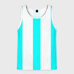 Майка-безрукавка мужская Color light blue white lines, цвет: 3D-белый