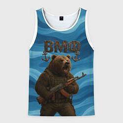Мужская майка без рукавов ВМФ Медведь с АК-47