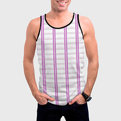 Майка-безрукавка мужская Color white cage pink line, цвет: 3D-черный — фото 2