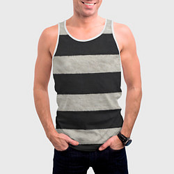 Майка-безрукавка мужская Текстурные черно-белые полосы, цвет: 3D-белый — фото 2