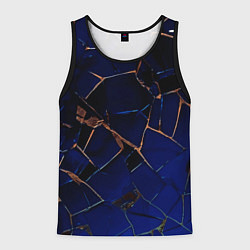 Майка-безрукавка мужская Тёмный синий абстракция битые плиты, цвет: 3D-черный