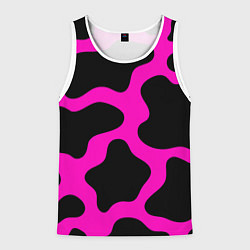 Майка-безрукавка мужская Розовая коровья расцветка, цвет: 3D-белый