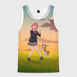 Мужская майка без рукавов Сиратори Айра играет с песиком - Дандадан