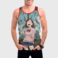 Майка-безрукавка мужская Сиратори Айра смеется - Дандадан, цвет: 3D-красный — фото 2