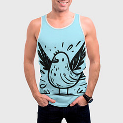 Майка-безрукавка мужская Чайка в стиле скетча, цвет: 3D-белый — фото 2
