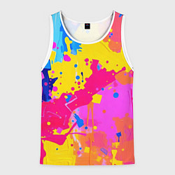 Майка-безрукавка мужская Яркие пятна акриловой краски на стене, цвет: 3D-белый