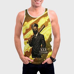 Майка-безрукавка мужская XXXTentacion в пиджаке с битой, цвет: 3D-белый — фото 2