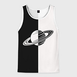 Мужская майка без рукавов Сатурн черно-белый