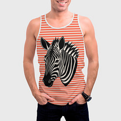 Майка-безрукавка мужская Зебра на оранжевых полосах, цвет: 3D-белый — фото 2