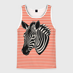 Мужская майка без рукавов Зебра на оранжевых полосах