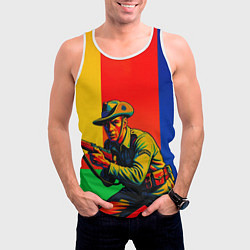 Майка-безрукавка мужская Австралийский ретро солдат поп-арт, цвет: 3D-белый — фото 2