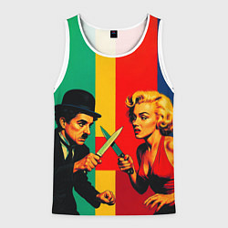 Мужская майка без рукавов Чарли Чаплин против Мэрилин Монро поп-арт