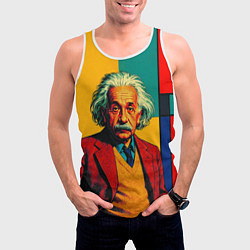 Майка-безрукавка мужская Эйнштейн поп-арт, цвет: 3D-белый — фото 2
