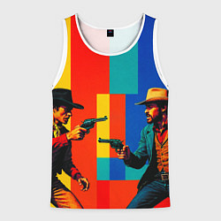 Мужская майка без рукавов Перестрелка ковбоев поп-арт
