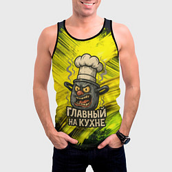 Майка-безрукавка мужская Кастрюля - главный на кухне, цвет: 3D-черный — фото 2