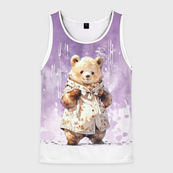 Майка-безрукавка мужская Умилительный мишка, цвет: 3D-белый