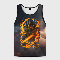Мужская майка без рукавов Герой аниме дракон с огненным мечем