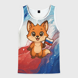 Мужская майка без рукавов Лисенок с флагом России