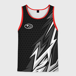 Майка-безрукавка мужская Subaru - монохромный черный, цвет: 3D-красный