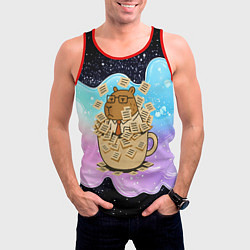 Майка-безрукавка мужская Менеджер капибара в кружке в стикерах, цвет: 3D-красный — фото 2