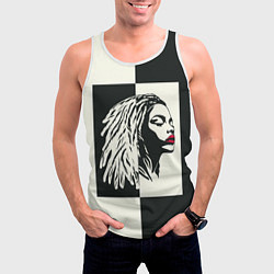 Майка-безрукавка мужская Девушка с дредами на темно-зеленом, цвет: 3D-белый — фото 2